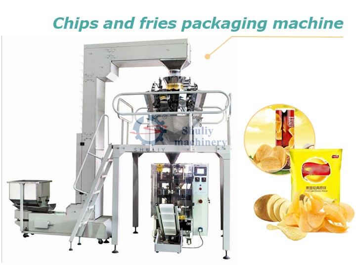 Potato chips and fries packaging machine