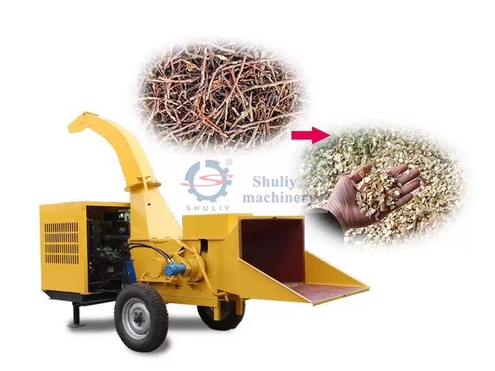 Wood branch crusher machine