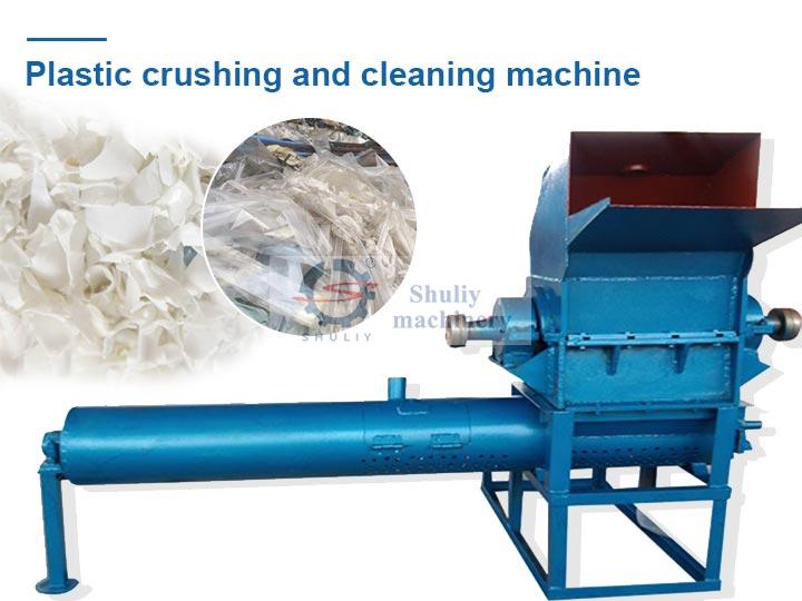 Plastic crushing and cleaning machine