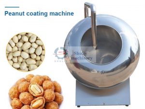 peanut coating machine with raw material and finished products