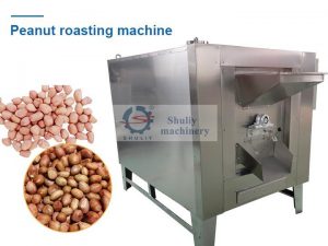 peanut roasting machine with raw peanut and roasted peanuts