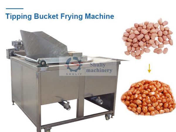 Tipping bucket frying machine