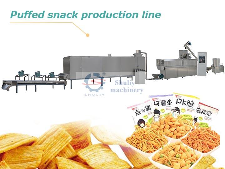Puffed snack food processing line